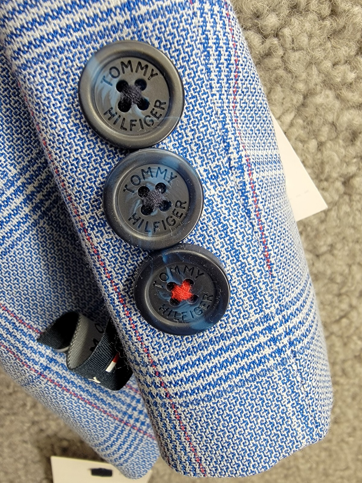 Tommy Hilfiger Stretch Deco Plaid Sport Coat Big Boys 10 Blue Flap Pockets L/S - Picture 11 of 19