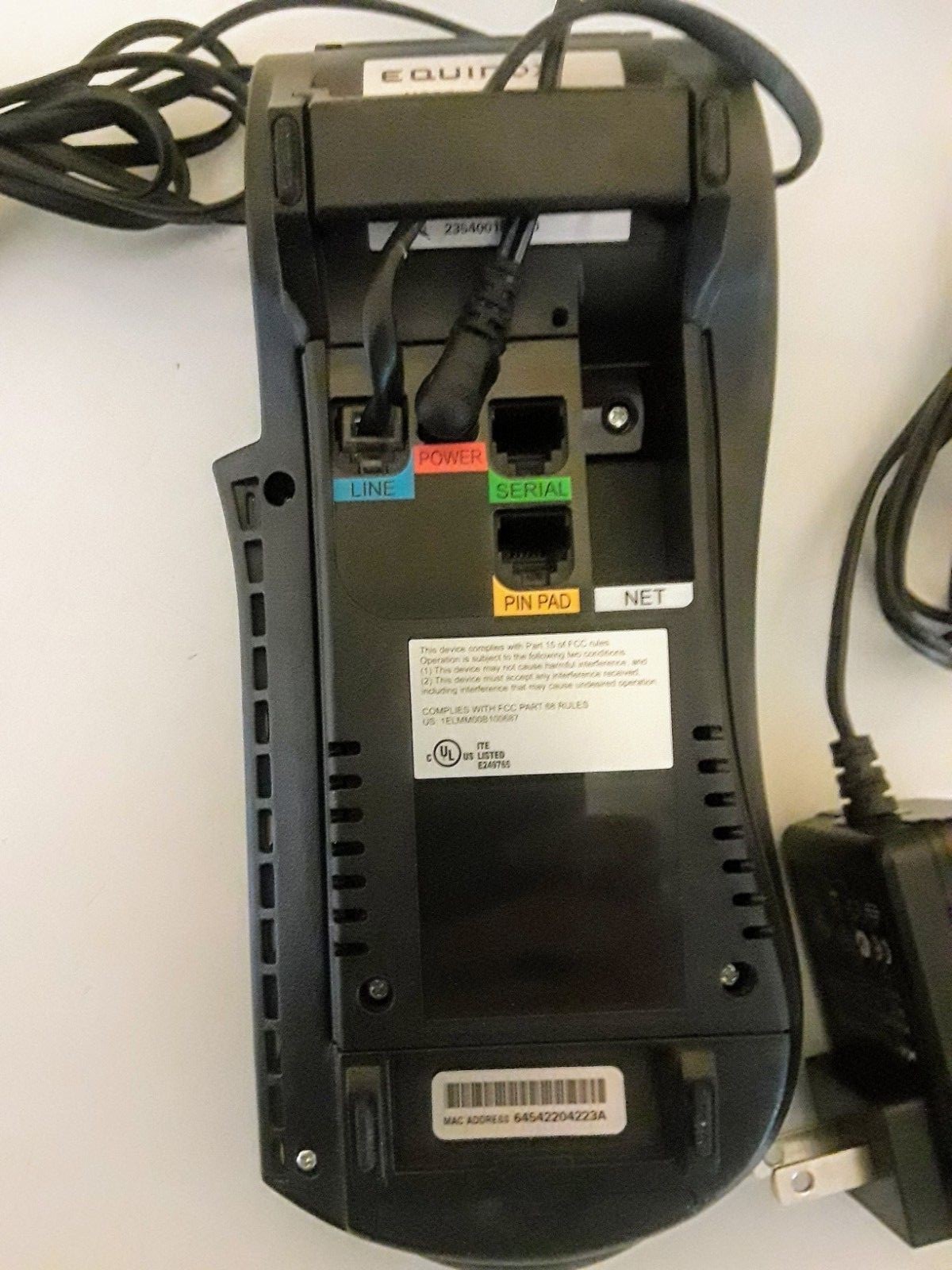 Equinox Credit Card Reader Terminal Hypercom T4220 With Cords & 5 Paper Rolls