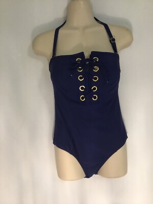 Venus One Piece Navy Bathing Suit, Removable Neck Strap, Never Worn,Size 6