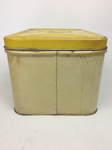 VTG Decoware White & Yellow Hinged Vintage Metal Bread Box 10 x 14 x 8.25