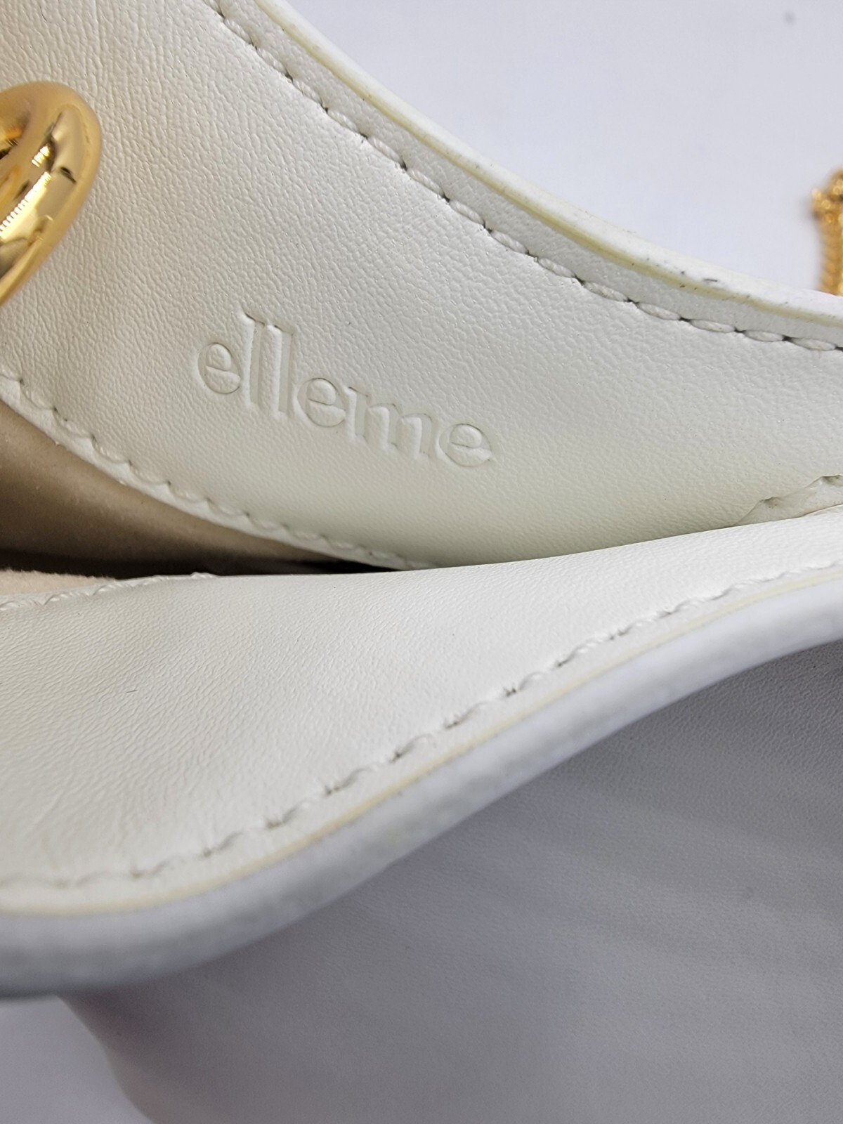 Elleme Leather Handle Bag Women's White Gold Chain Strap Magnetic Snap Closure - Picture 6 of 12