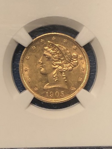 1905-S $5 Liberty Head Gold NGC AU58