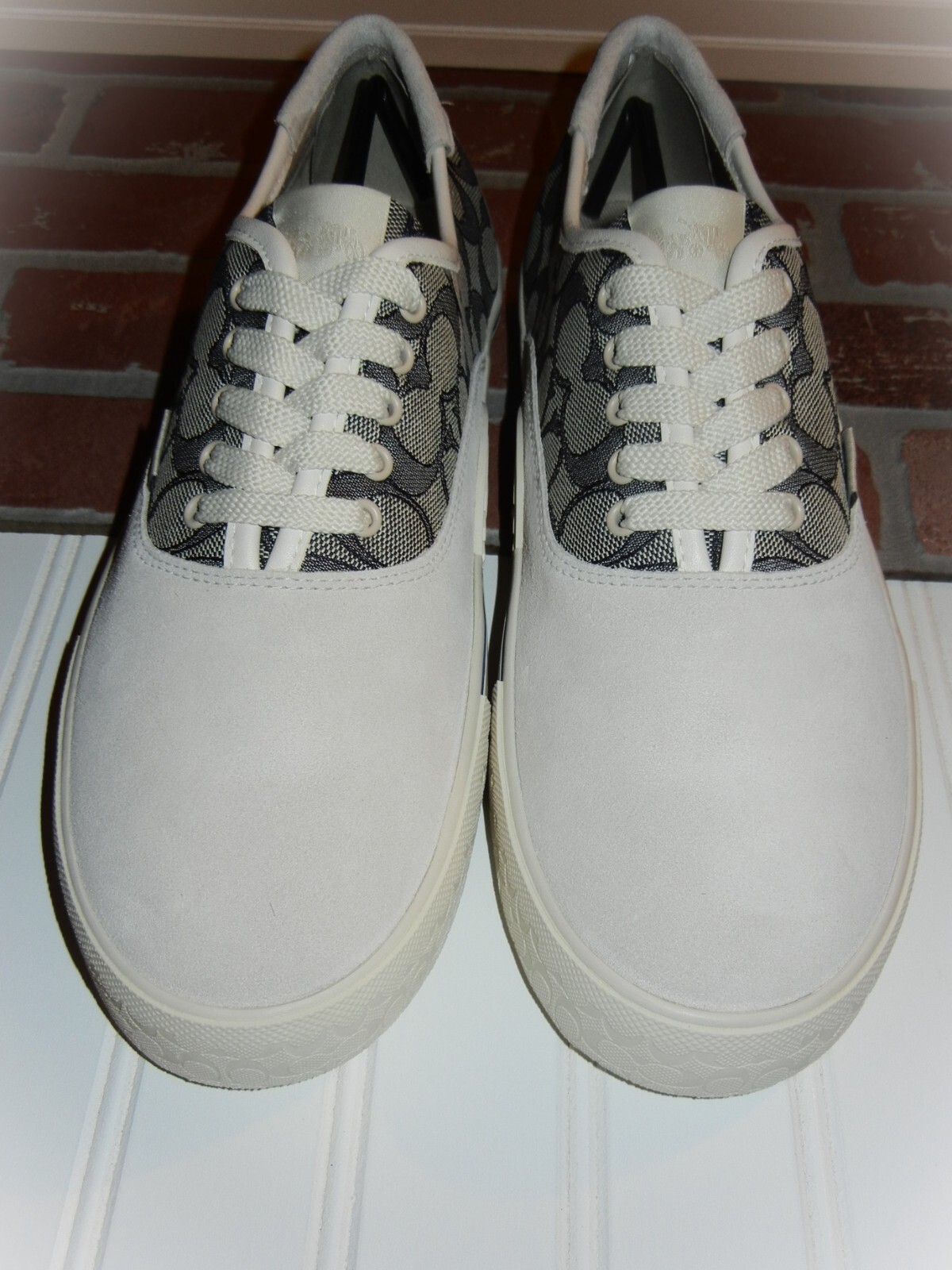 Pre-owned Coach Skate Lace Up Sneaker In Signature Jacquard Style No. Ca272 Sold Out Ocean In Blue