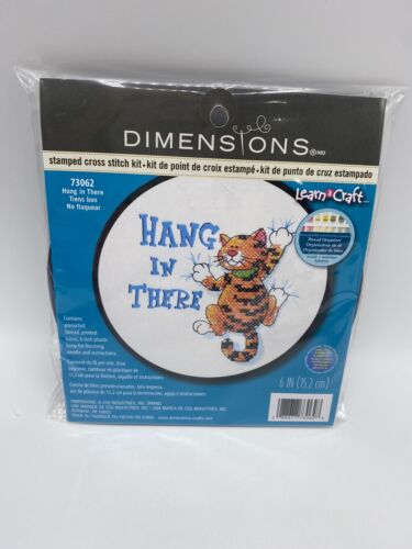 Dimensions Stamped Cross Stitch Kit Cat Hang in There Learn 