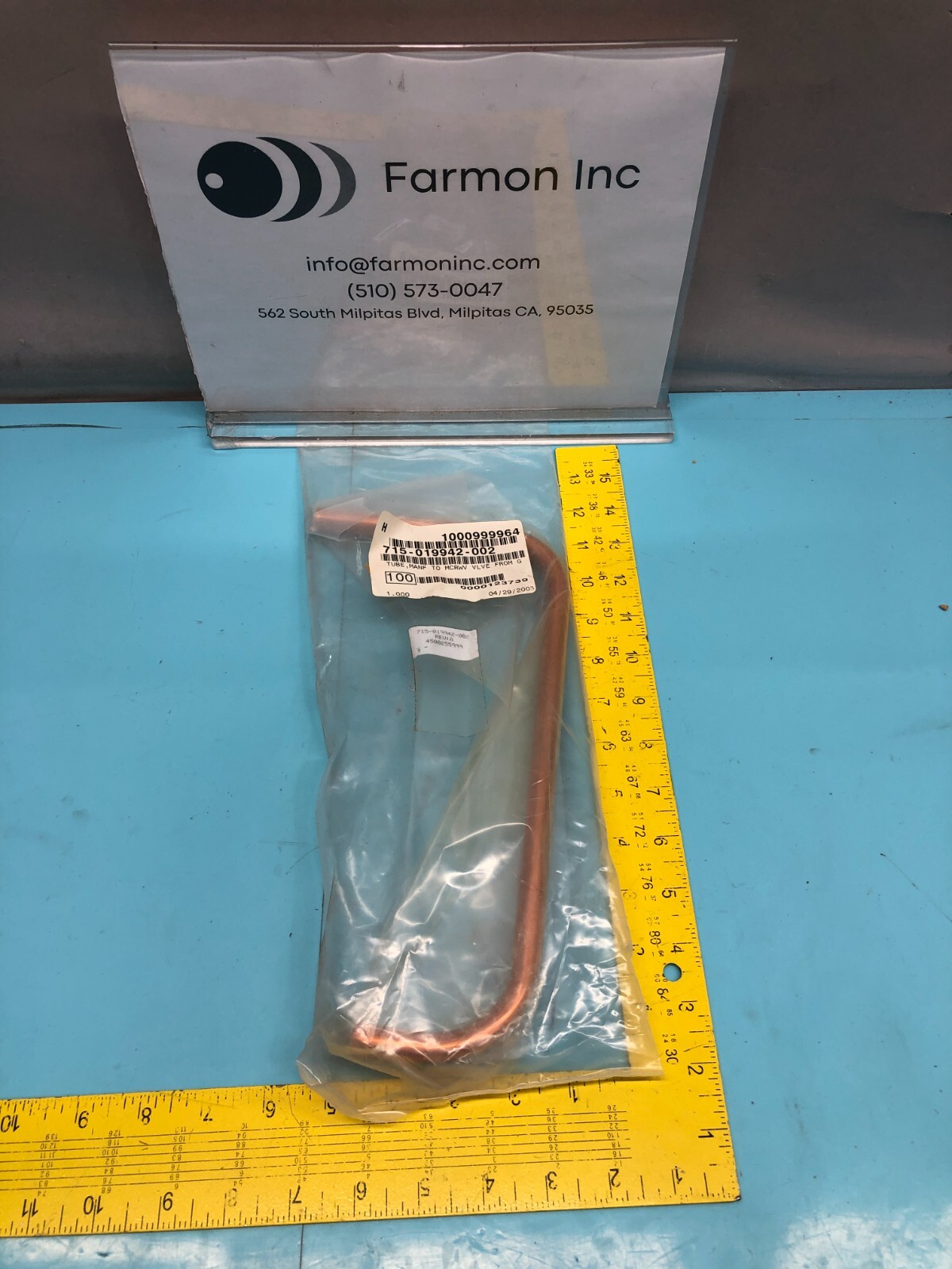 LAM 715-019942-002 TUBE, MANIFOLD TO MICROWAVE VALVE FROM G, 160756