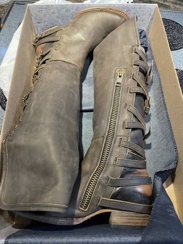 Pre-owned Freebird By Steven Waterford Boot Sz 6 Msrp$395 Stone Retired In Gray