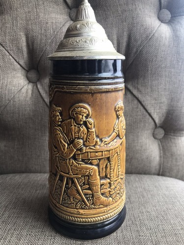 Marzi and Remy Beer Stein #2350 Tavern Scene - Pewter Top - Made In Germany