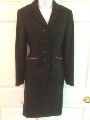 Women's NWOT Gorgeous Dara Lamb 100% Wool Black Skirt Suit, Sz 2