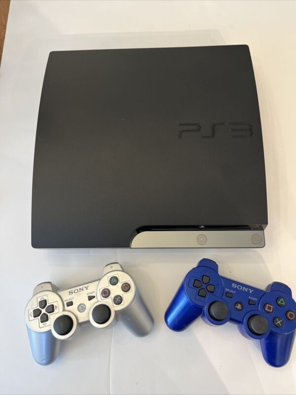 Sony Playstation 3 Slim 160gb Charcoal Black Console W/ 2 Control