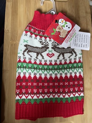 Simply Wag holiday Dog Sweater Nordic Deer Pattern Size Small New