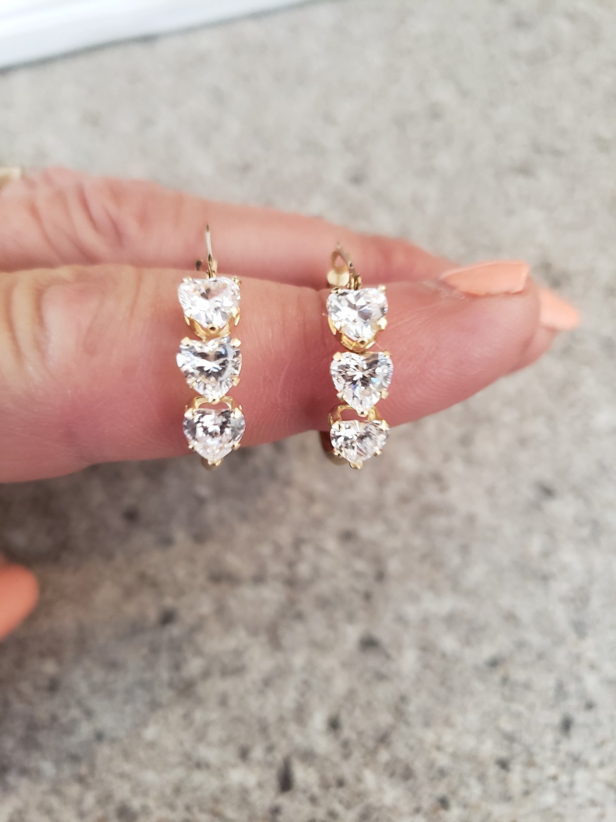 14K Yellow Gold Heart Cubic Zirconia JCM Jacmel Hoop Earrings.