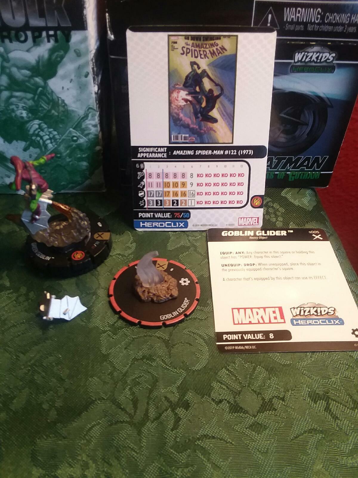 Marvel Heroclix Earth X super rare #050 Green Goblin w/broken s005 Goblin Glider
