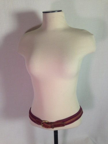 Dooney Bourke Canvas And Leather Belt Burgundy 5977 Brass Buckle size 36