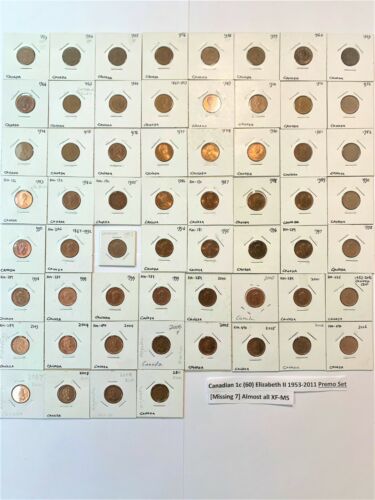Canadian 1c Coin Collection (Elizabeth II 1953 - 2011) (60 coins)