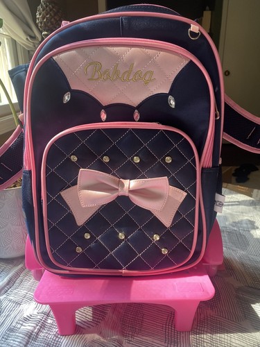Children's pink Bob Dog Bookbag And Luggage With Wheels +