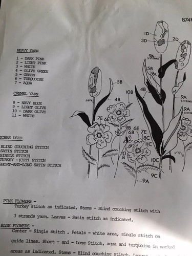 Cotton Candy Floral 3D Crewel Embroidery Kit Sealed 9x12 Fluffy Pink Flowers