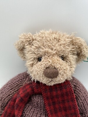 Vintage Russ Allister Brown Bear Knitted Jumper Cords Soft Plush #101441 w/Tags