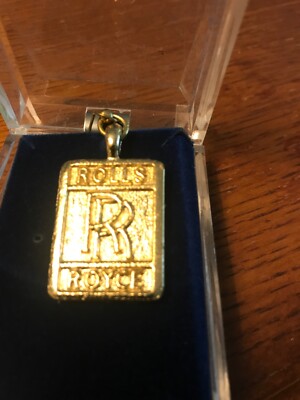 Rolls Royce Red Enamel Vintage Keychain Fob RR Metal