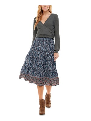 

CITY STUDIO Женская темно-синяя юбка с длинным рукавом Midi Fit + Flare Dress Juniors, Navy