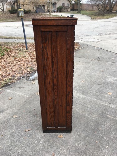 Vtg Antique Oak 50 Drawer File Flat Parts Cabinet Library or Office File Wooden