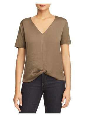

KENNETH COLE Женский зеленый топ с короткими рукавами и V-образным вырезом