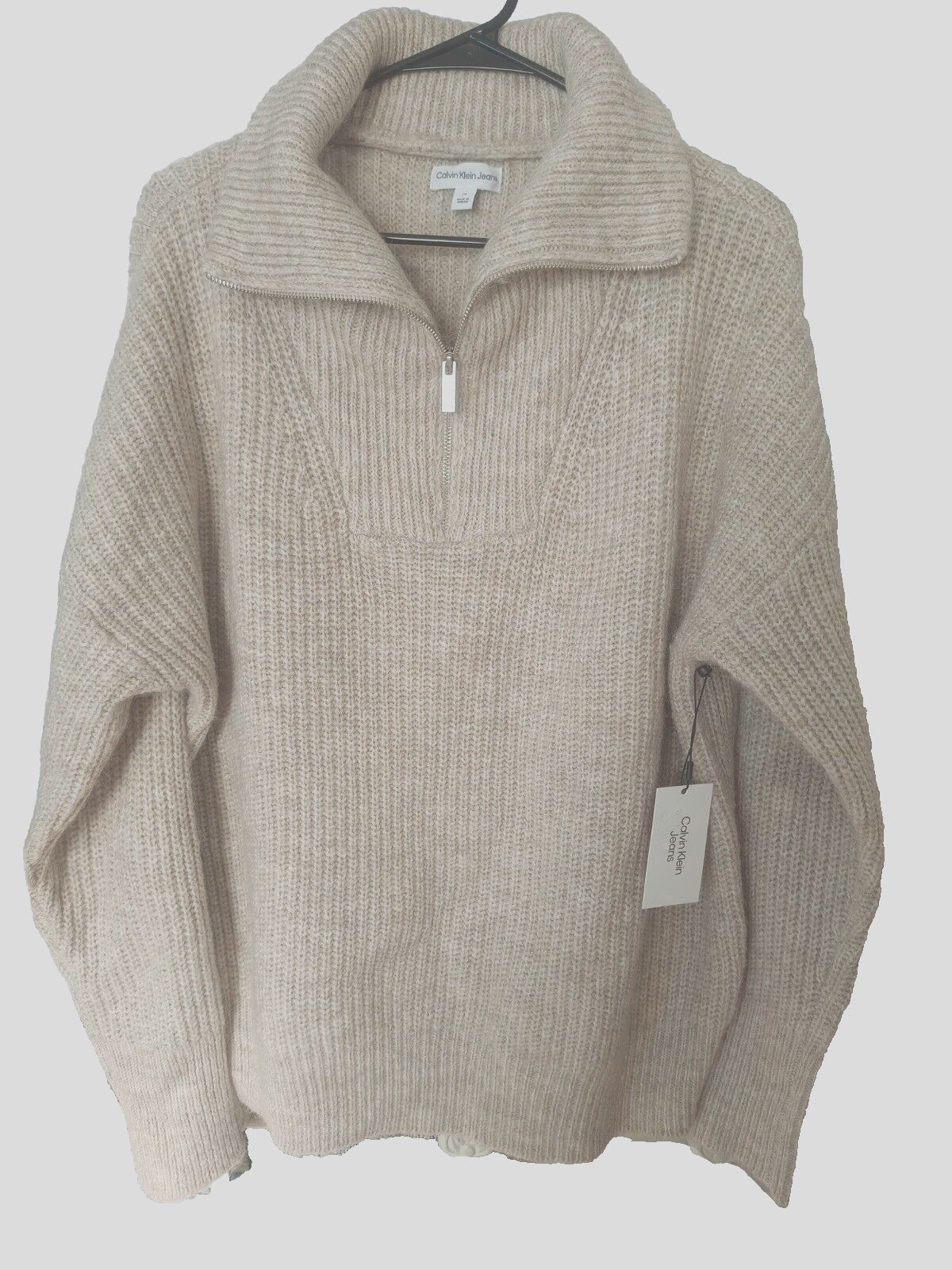 NKNIT ンニットvegan mouton half zip BIG キャメル MERINO WOOL HALF-ZIP JUMPER - BEIGE | COS