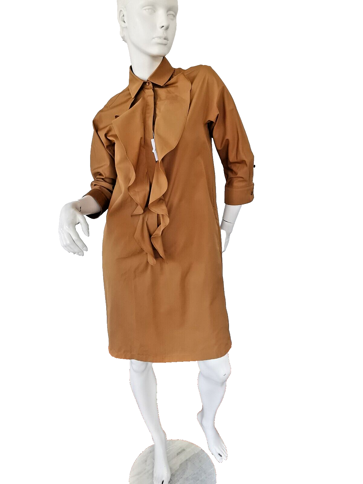 MAX MARA 🌟 Caramel Brown COTTON Dress 4Usa_6Uk_ 34De_ 38It_