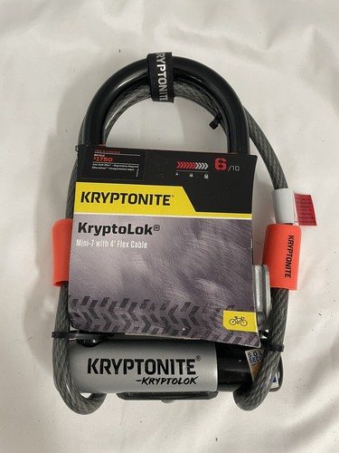 Kryptonite KryptoLok Mini-7 U-Lock w/4' Flex Cable/Bracket Free Shipping