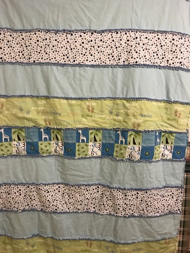 Adorable warm Handmade Flannel Baby Boy Rag Blanket crib/toddler size