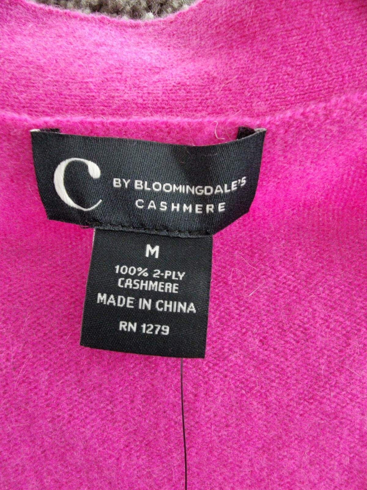 C by Bloomingdale's Cashmere Grandfather Cardigan Women's M Cherry Blossom L/S - Picture 9 of 16
