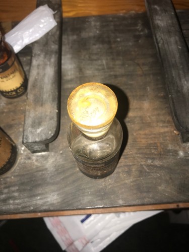 antique apothecary medical glass bottle -hydrochloric acid label