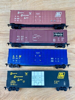 Lot 4 HO Scale 50' High Cube L & N Frisco SCL(Black 28606) Waffle Side RTR