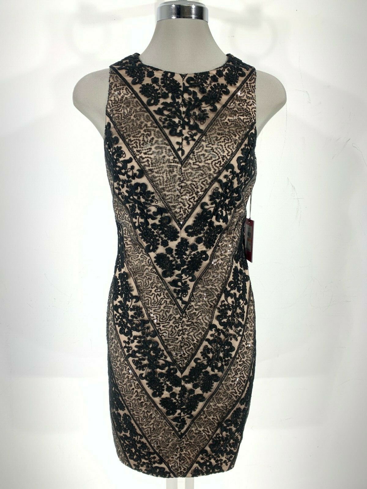 

Vince Camuto NWT Элегантное черное/телесное кружевное коктейльное платье с пайетками, размер 0, 2, Черный, Elegant