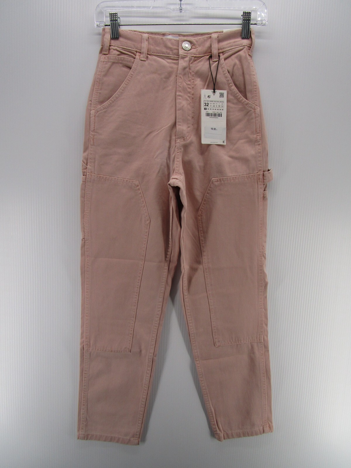 Zara Pants Women 00 Pink Cargo Carpenter Mom High Rise Ankle Twill Preppy *  | eBay