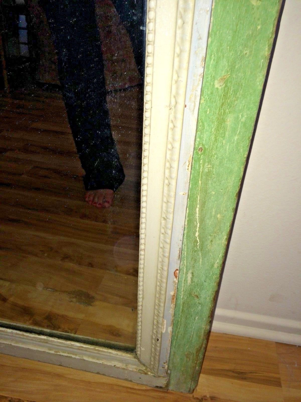 19c French Antique Green Market Spit Mirror