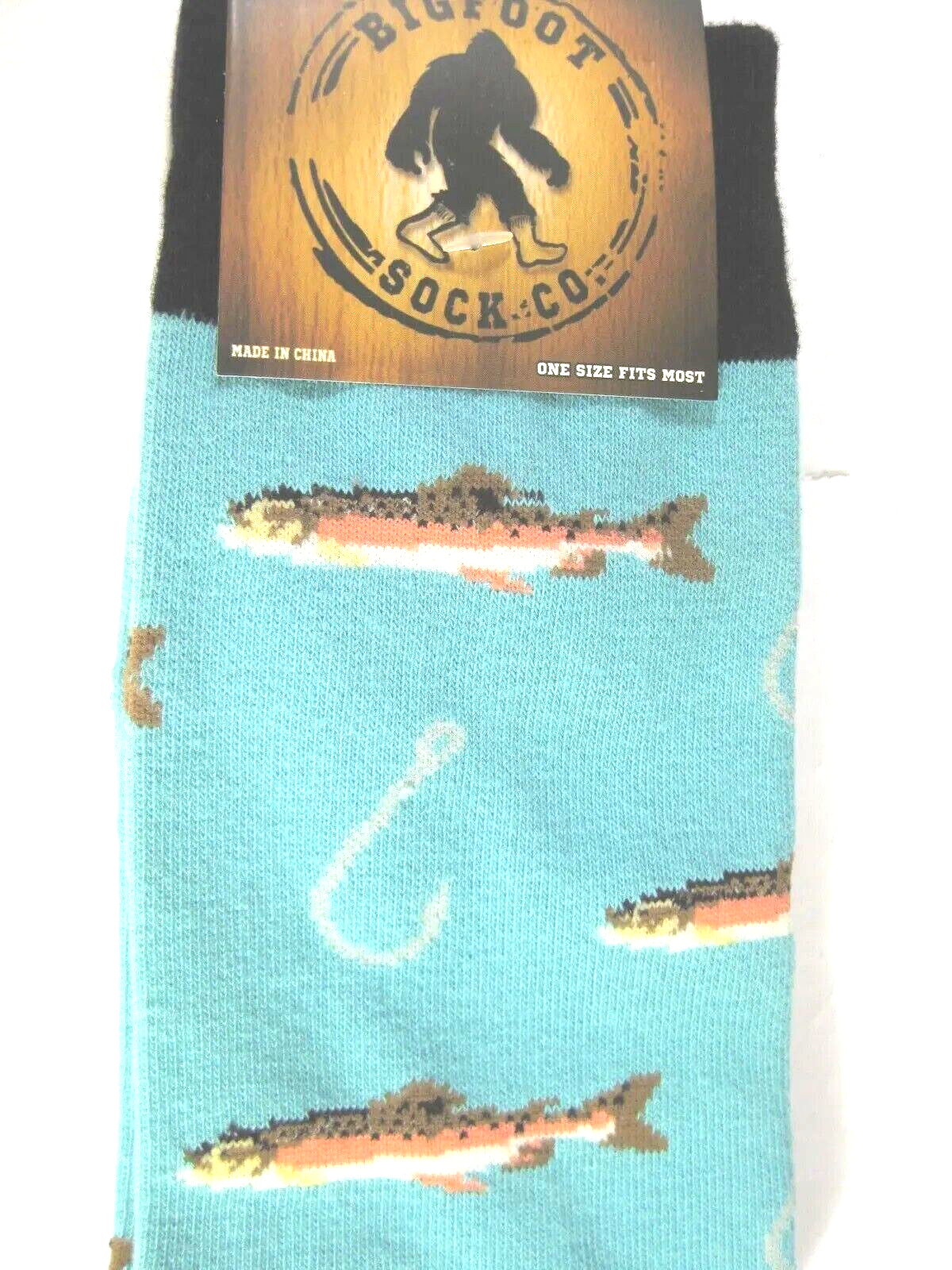 Trout Fishing Bigfoot Sock Co.  Large 6-12 New Novelty Big Fashion