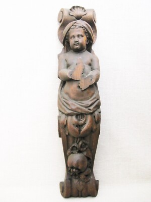 Vintage Figural Carving Architectural Salvage Furniture Fragment Wall Art