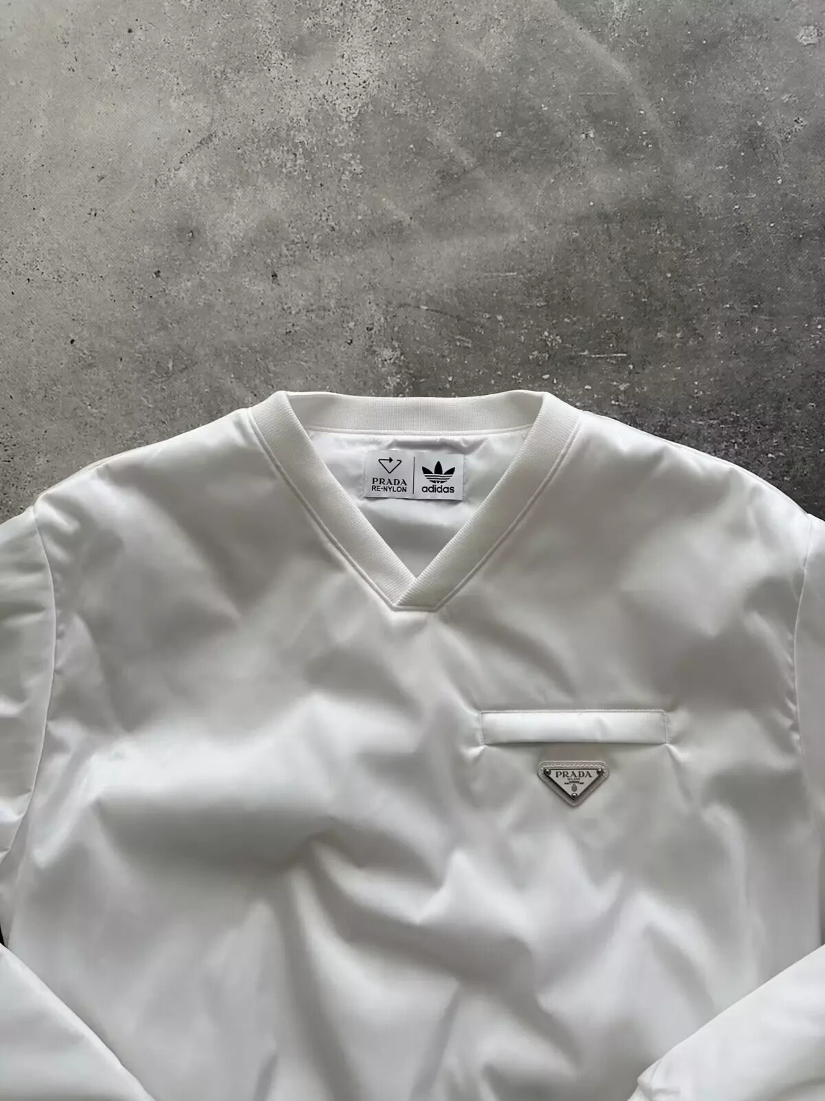 Pre-owned Prada Adidas X  Re-nylon Sweatshirt Jacket White Sweater Men's Size M