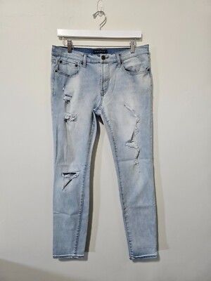 Aeropostale Super Skinny Jeans Mens 32 Light Wash Flex Effects Distressed Rips