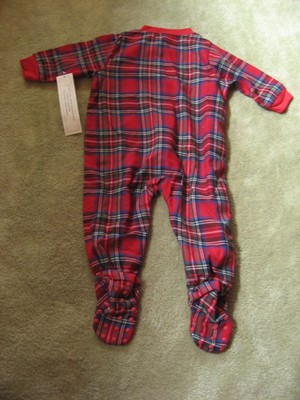 PajamaGram Infant Stewart Plaid One Piece 100% Polyester Pajamas Size 12 Months