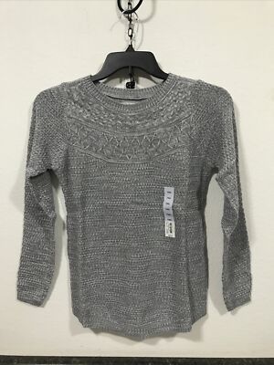 Croft and Barrow Women s Size XS Cable Yoke Sweater Grey Ret $30(2-TW-2149)