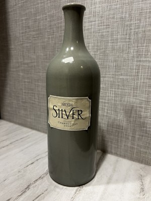 Mer Soleil Silver EMPTY Ceramic Wine Bottle Decor Unoaked Chardonnay 2009 750ml
