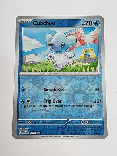 Cubchoo 053/197 Reverse Holo Common Obsidian Flames Pokemon