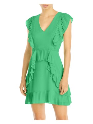 

Женское платье BCBG MAXAZRIA зеленого цвета на подкладке с отделкой крючком и развевающимися рукавами, Зеленый