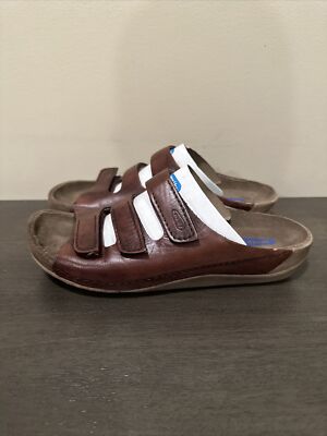 Wolky Womens Cognac NOMAD 3 Strap Slides Leather Sandals Sz EUR 39 / US 8.5 NWOB