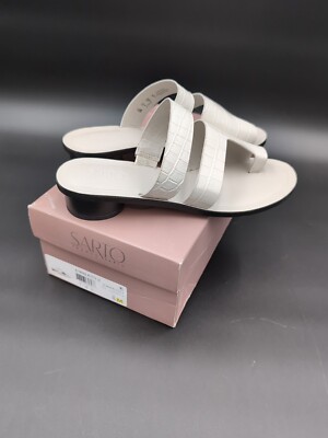 FRANCO SARTO A TRIXIE Putty White LEATHER Women's Open Toe Shoes Size 8 M Sale!