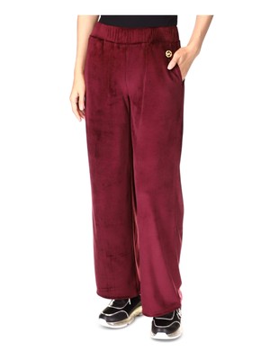 MICHAEL MICHAEL KORS Женские бордовые велюровые брюки прямого кроя с логотипом MICHAEL MICHAEL KORS M