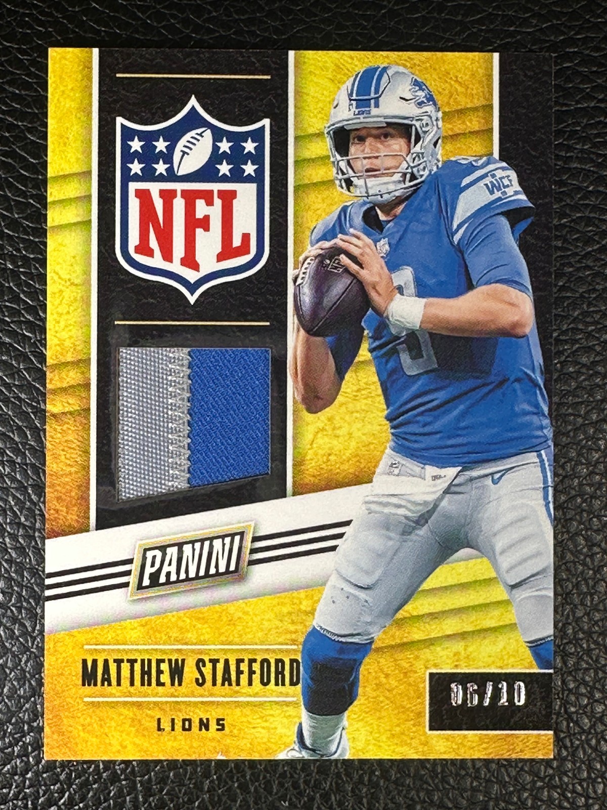 2019 Panini Panini Day Gold Matthew Stafford 6/10 Patch Jersey