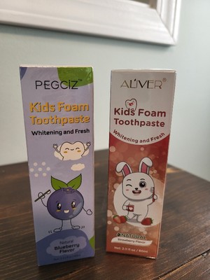 1 Aliver and 1 Pegciz kids foam toothpaste strawberry and blueberry new exp 2025