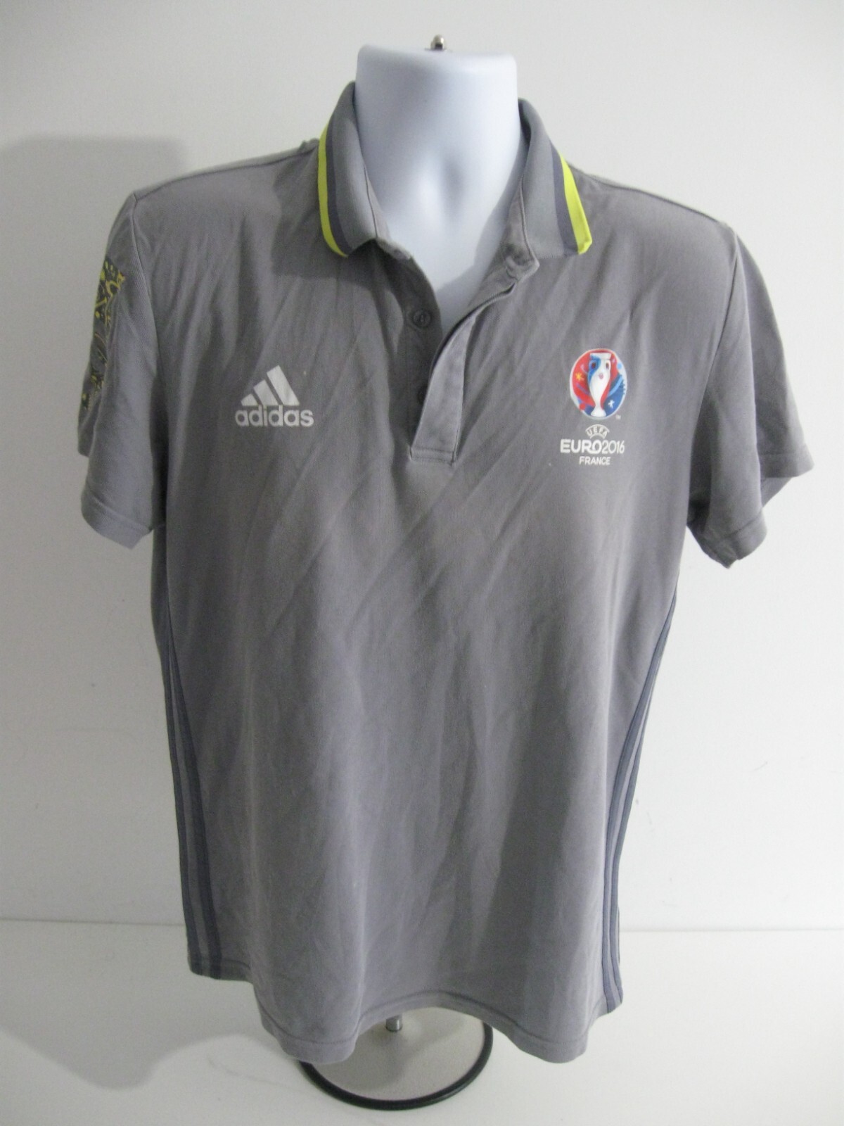 Adidas UEFA Euro 2016 France Polo Shirt Size L Grey Sports Top Men's Football